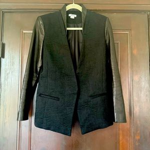 Helmut Lang Crux Leather Sleeve Wool Blazer